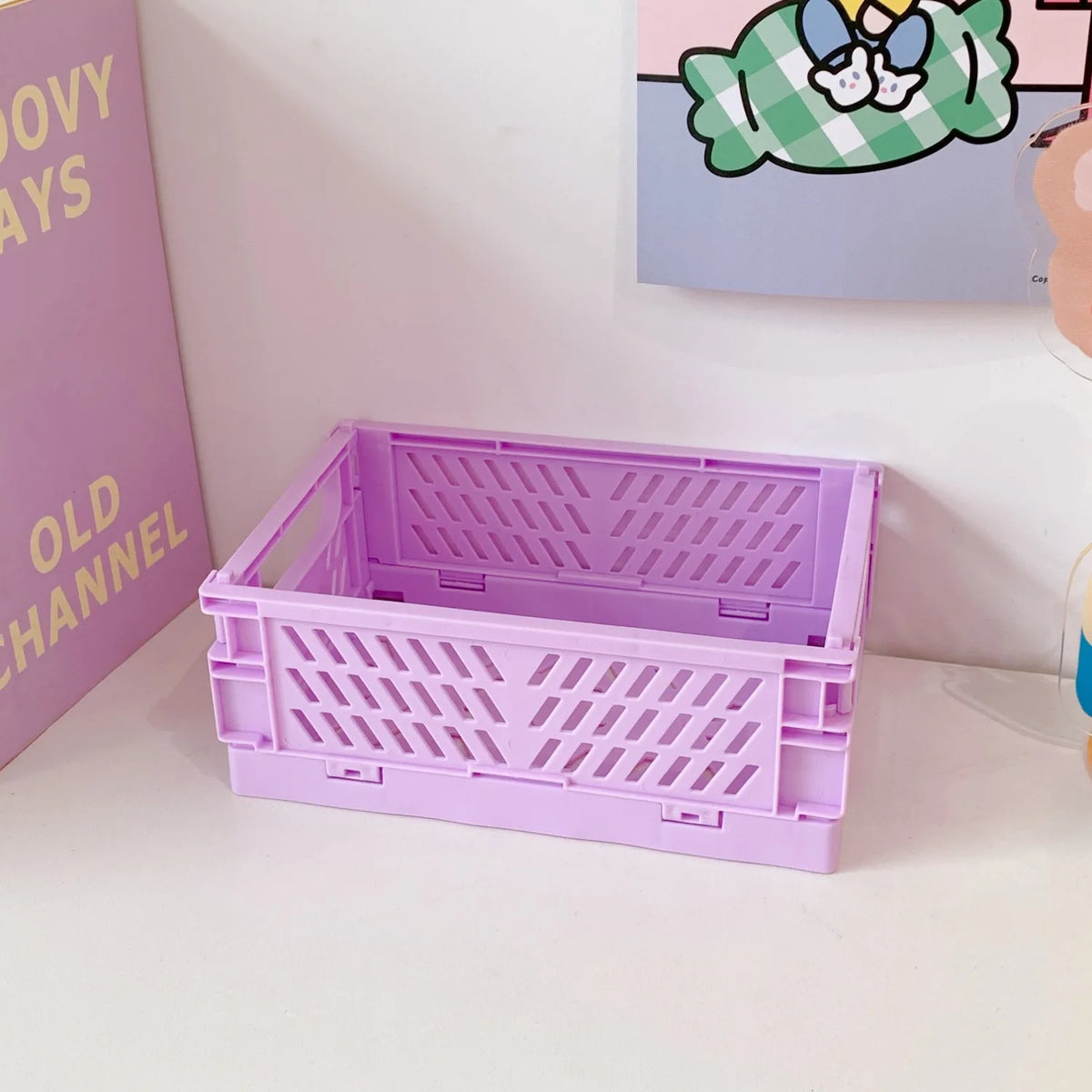 Mini caisse de rangement pliable et empilable