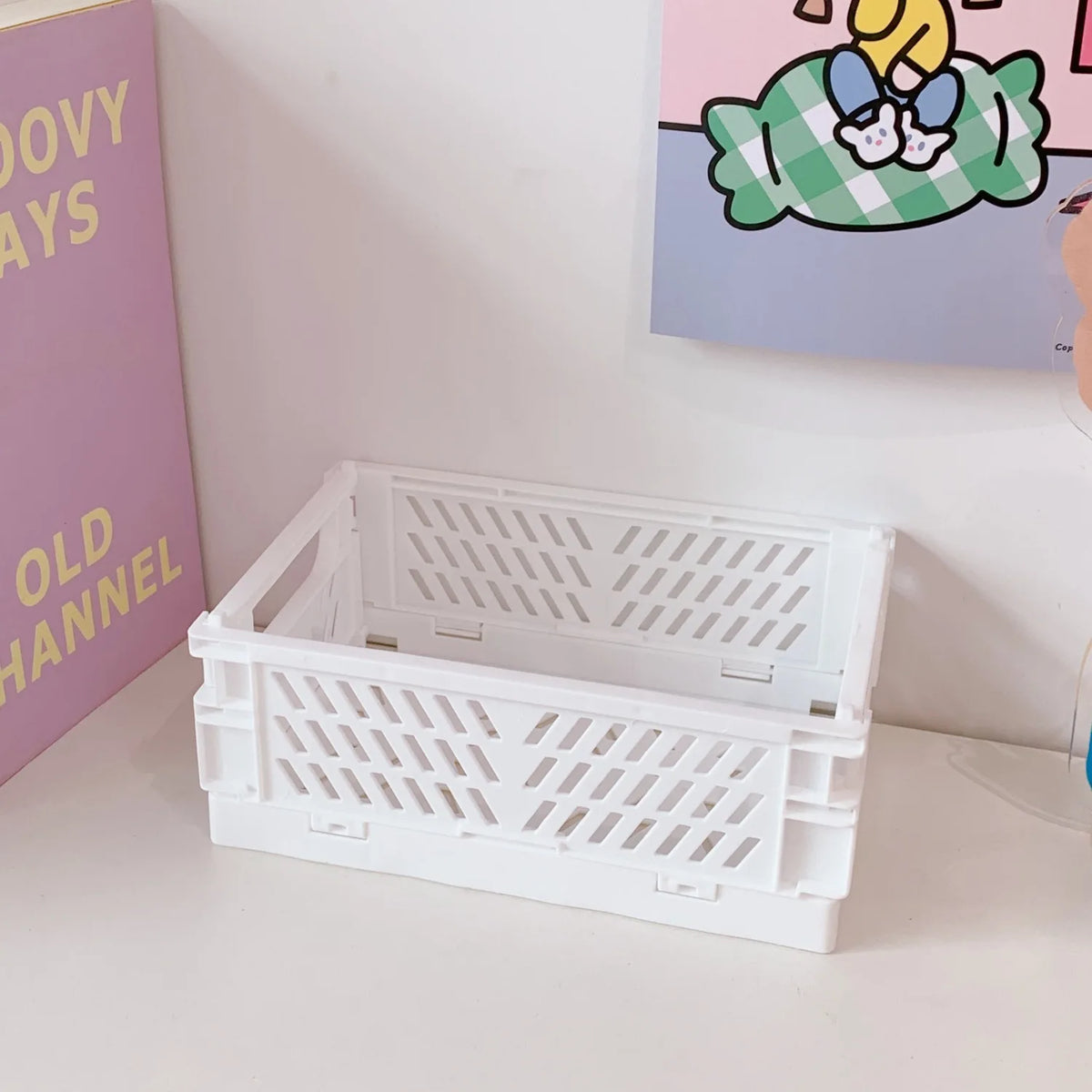 Mini caisse de rangement pliable et empilable