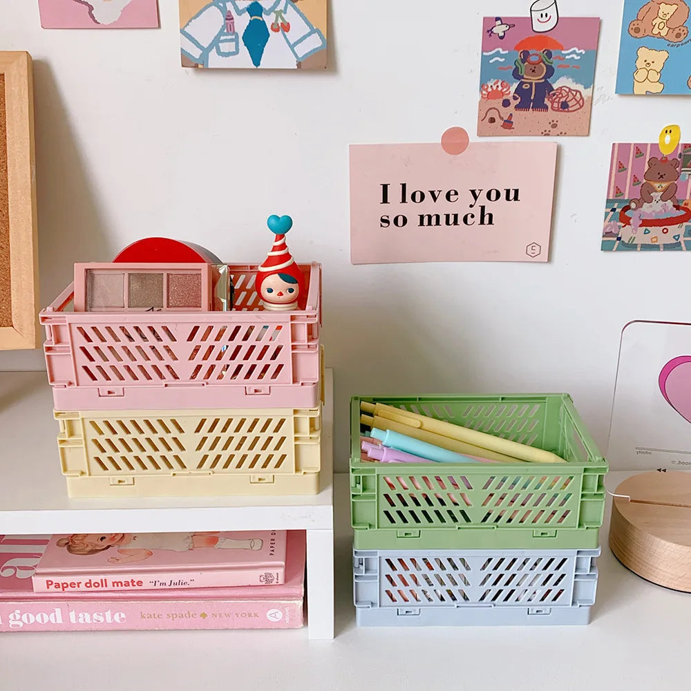 Mini caisse de rangement pliable et empilable