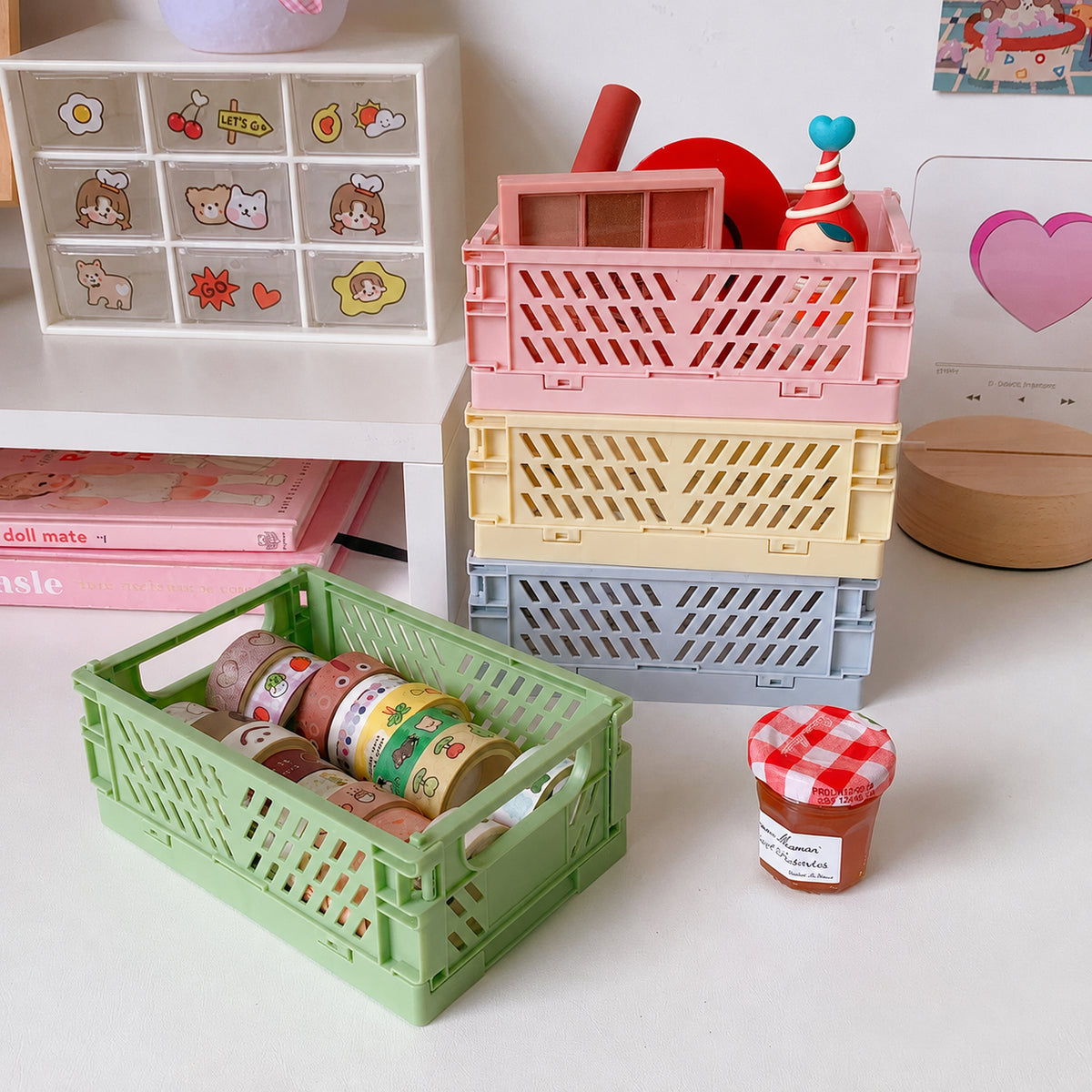 Mini caisse de rangement pliable et empilable